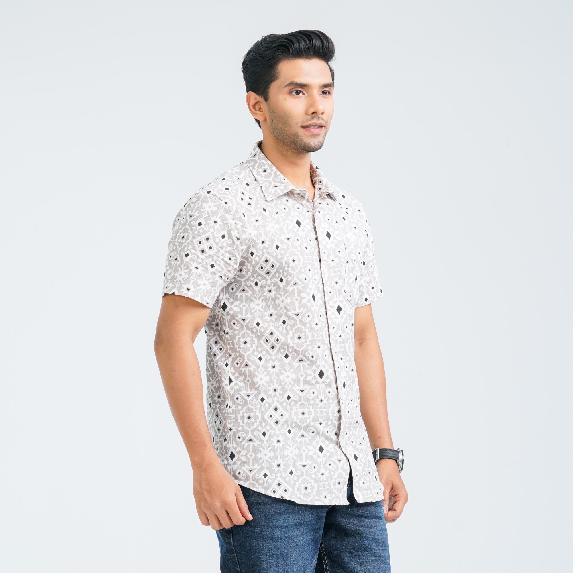 Men’s Beige Casual Cotton Shirt - 6