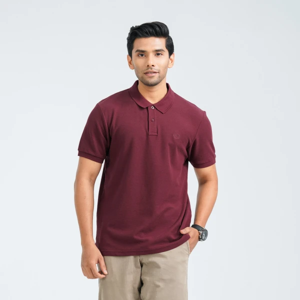 Men’s Maroon Cotton Polo