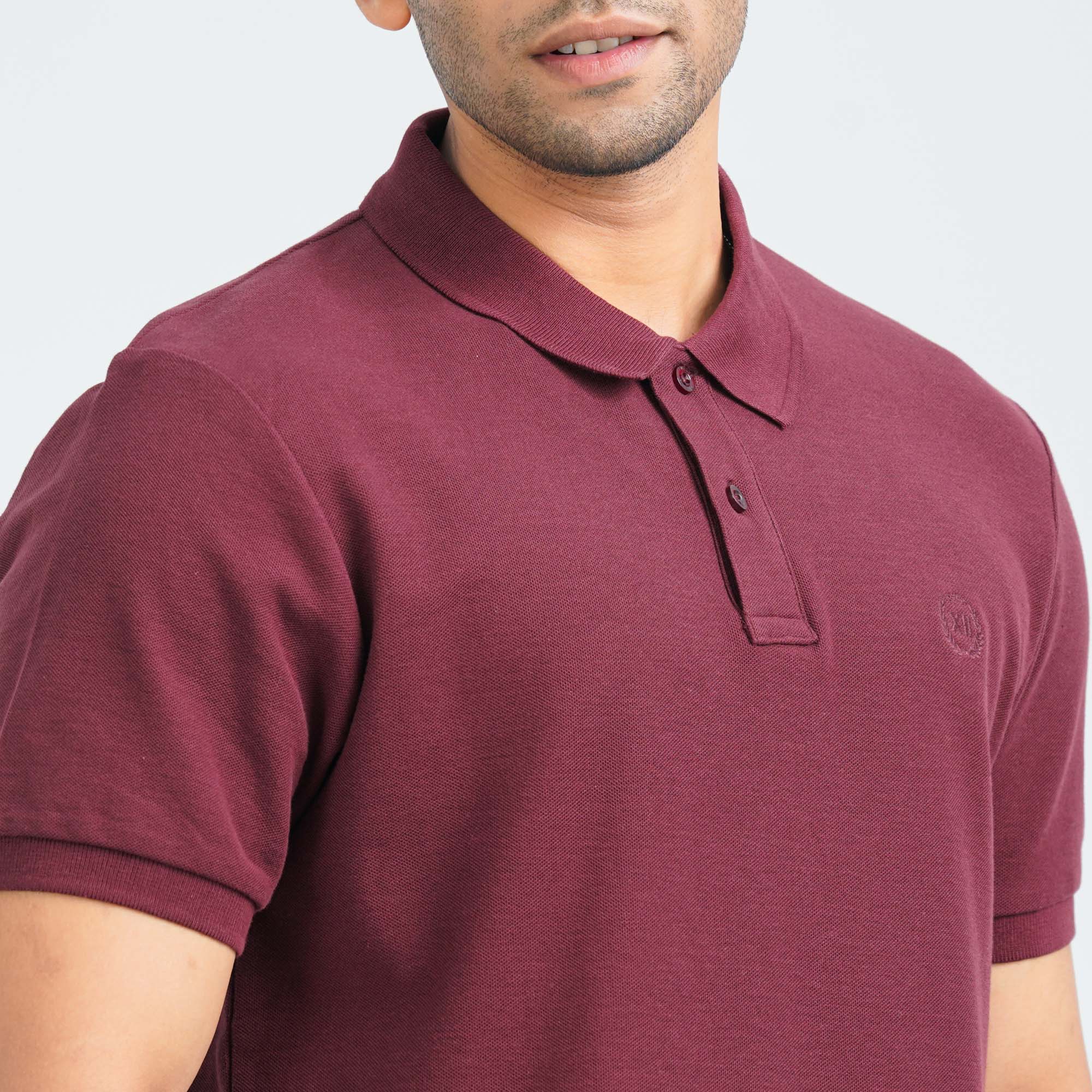 Men’s Maroon Cotton Polo - 2