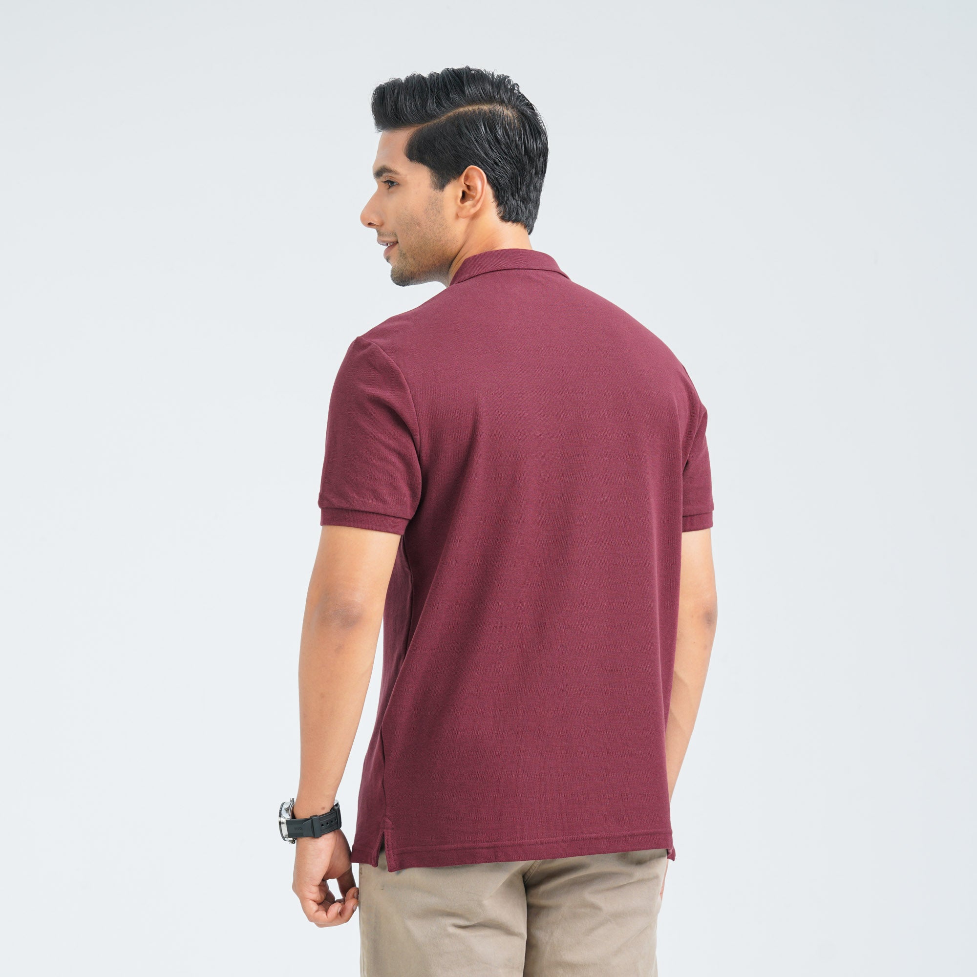Men’s Maroon Cotton Polo - 3