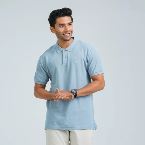 Men’s Dusty Blue Cotton Polo