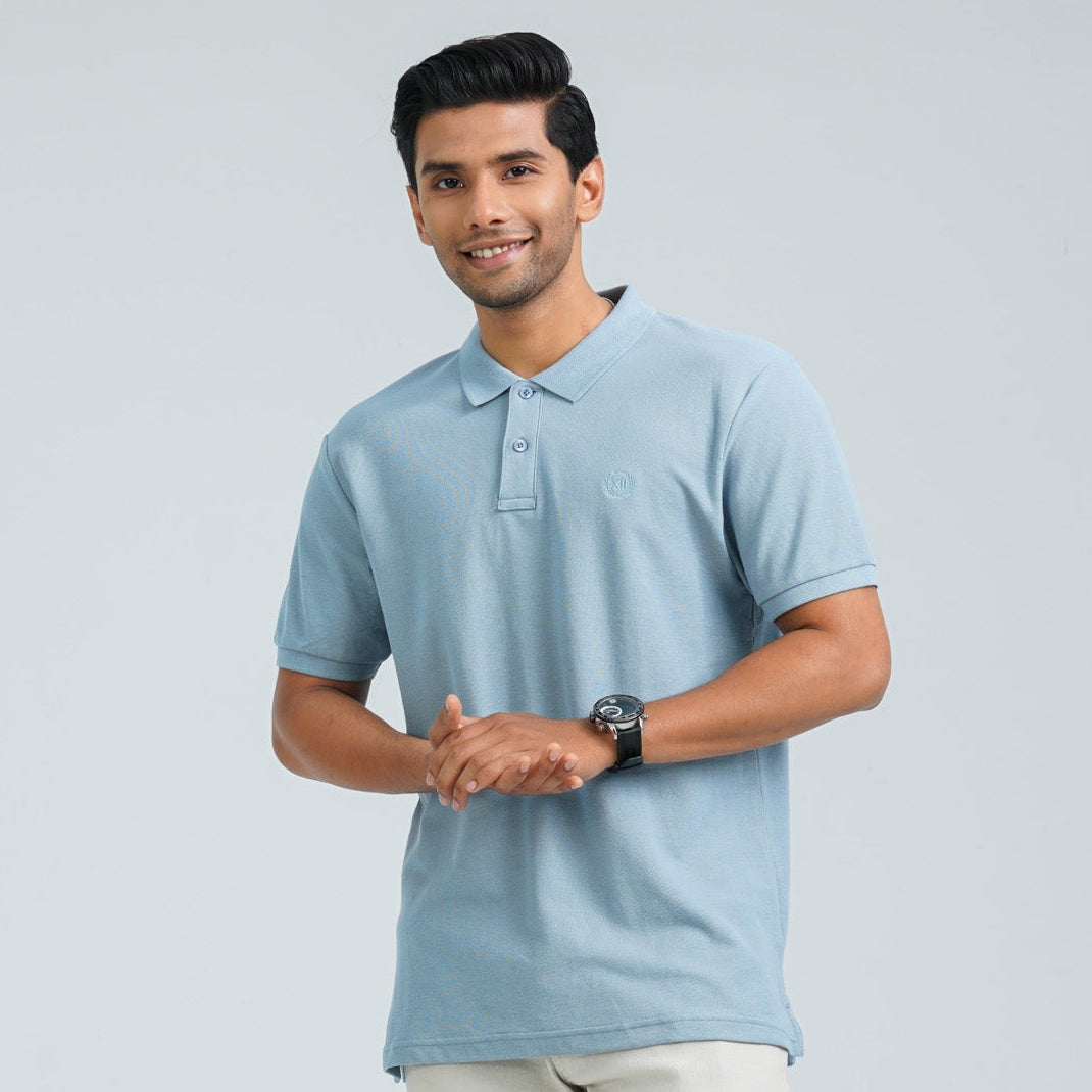 Men’s Dusty Blue Cotton Polo - 3