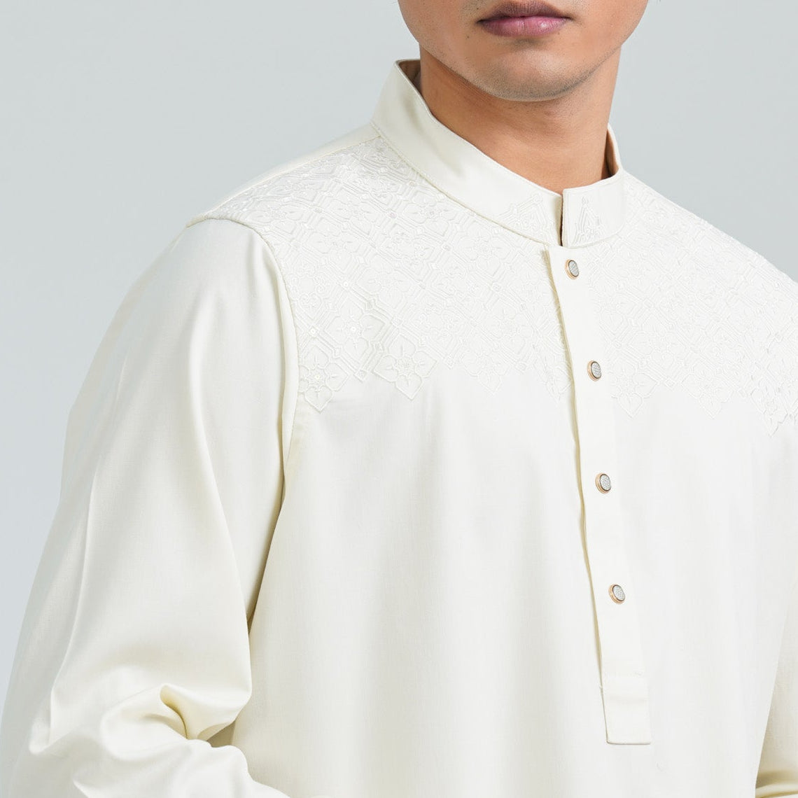 Men's White Embroidered Panjabi - 2