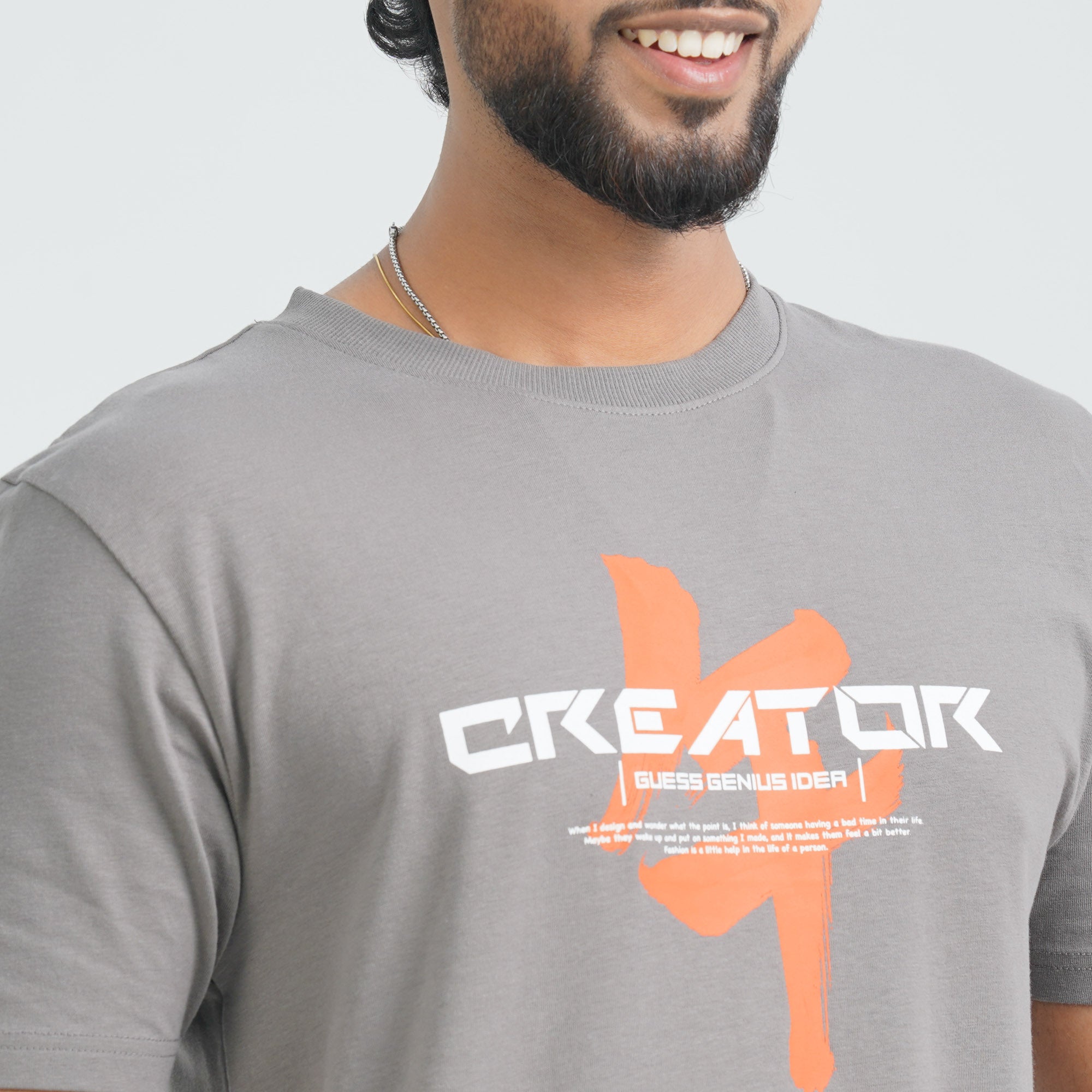 Men's Cotton Grey T-Shirt - 2
