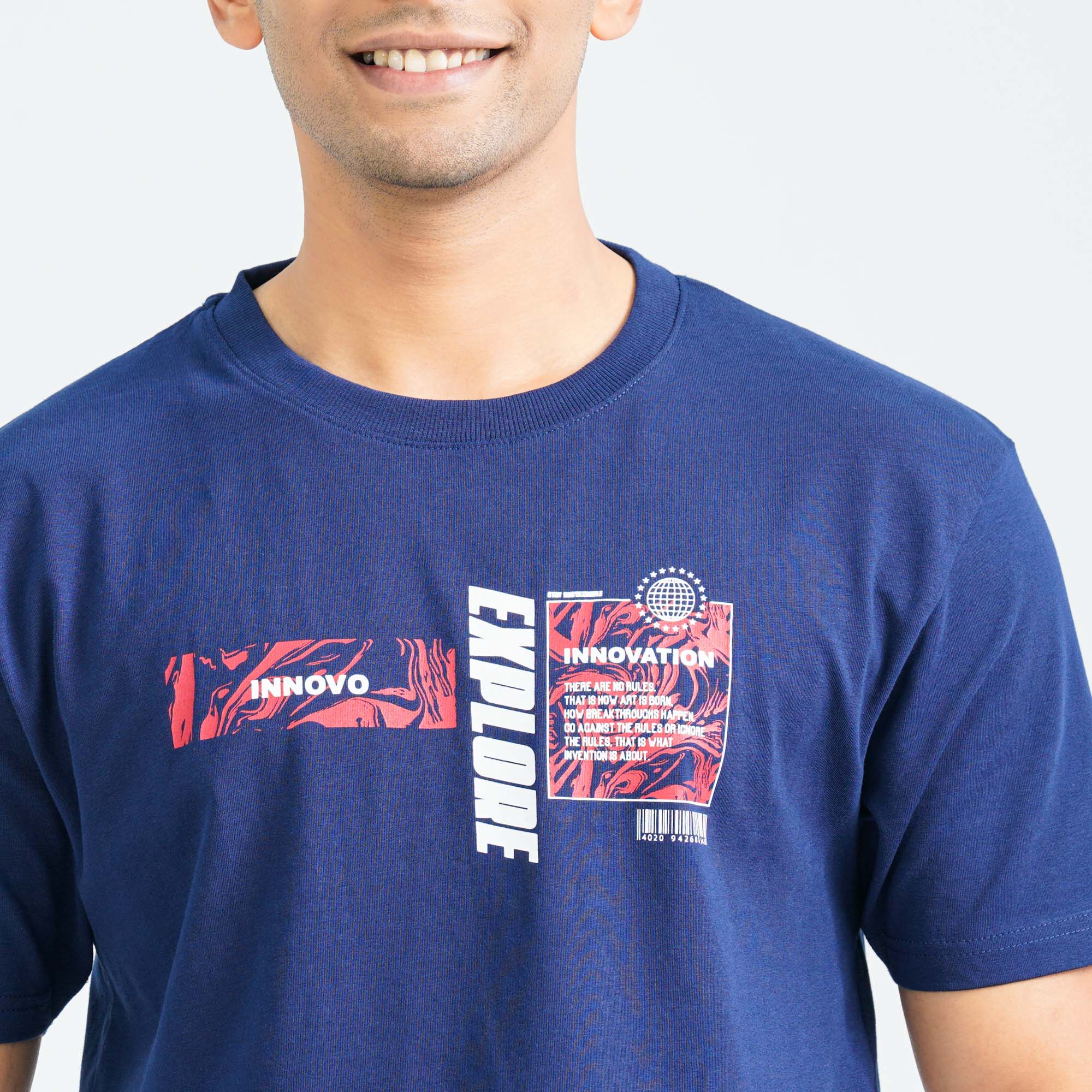 Men's Cotton Blue T-Shirt - 2