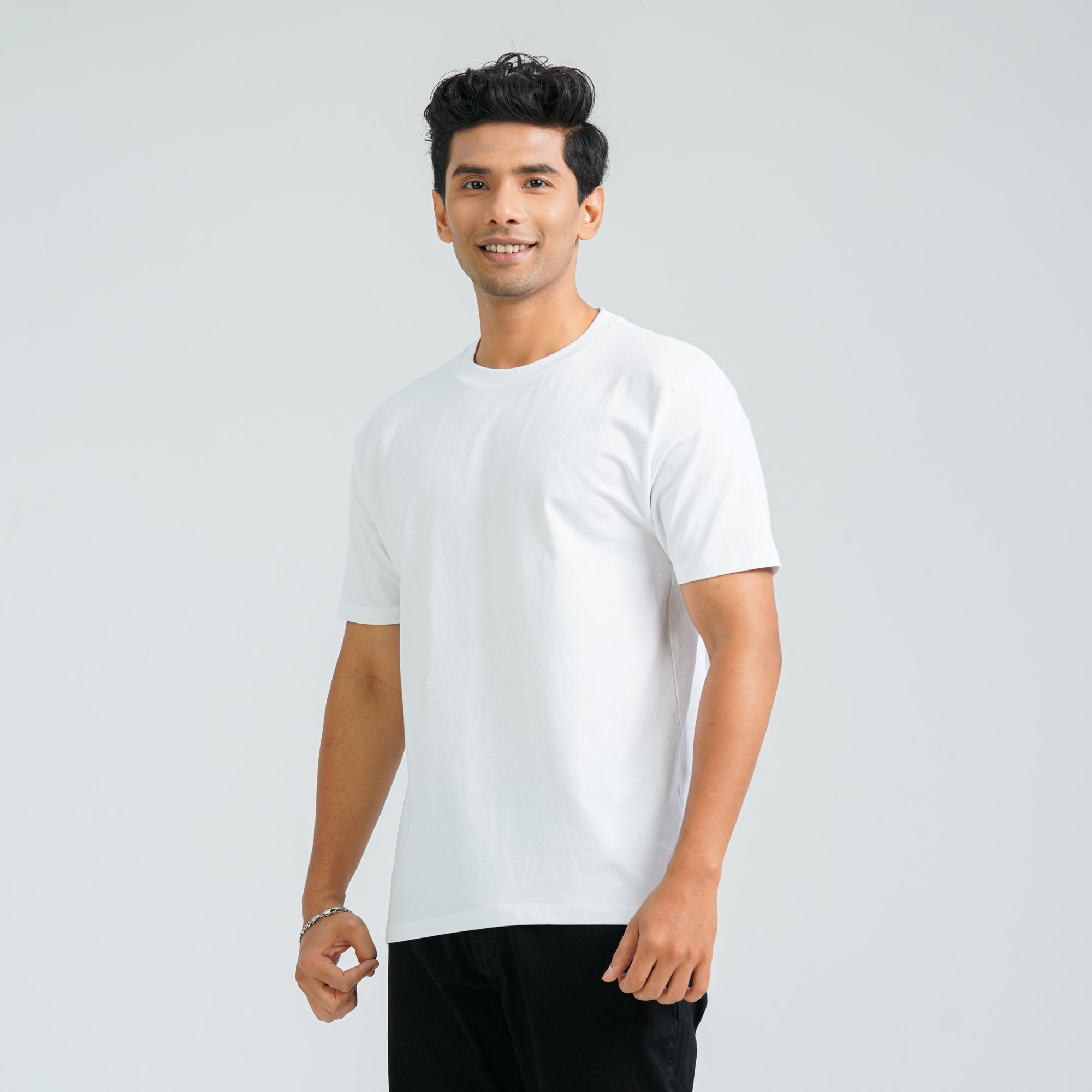 Men's White Cotton T-Shirt - 3