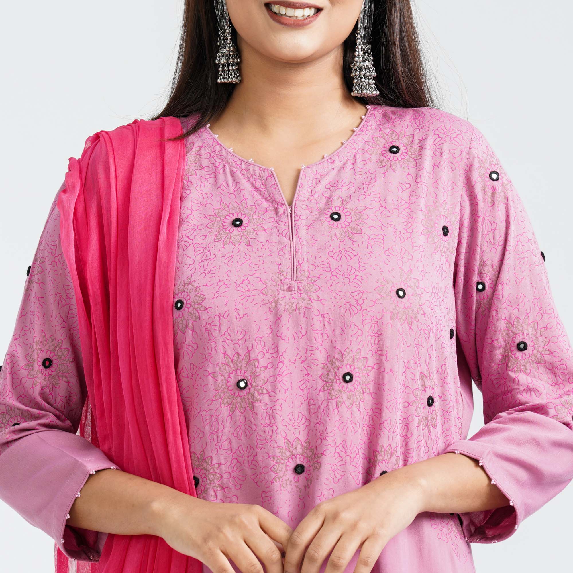 Women’s Floral Viscose Three Piece Set - 2