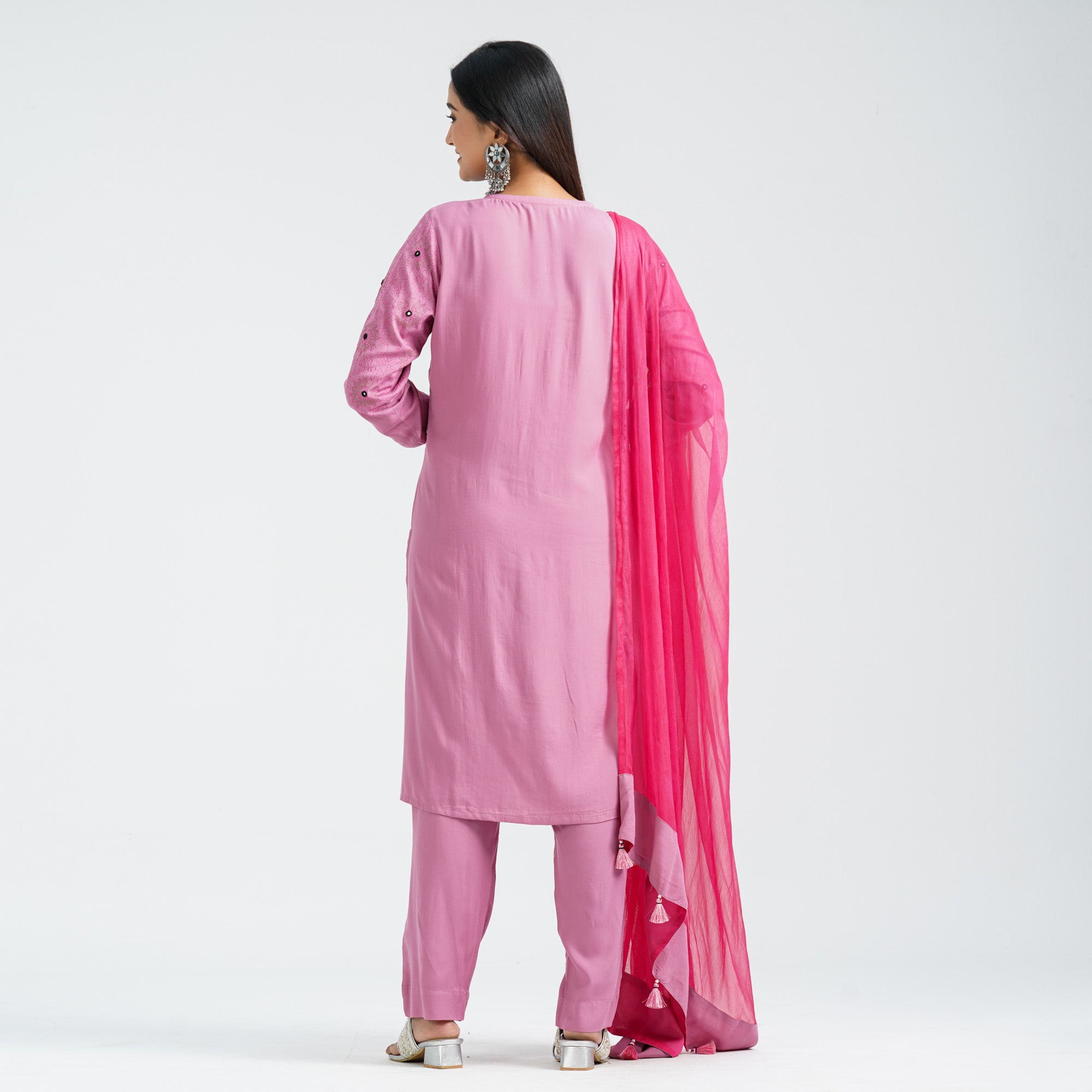 Women’s Floral Viscose Three Piece Set - 3