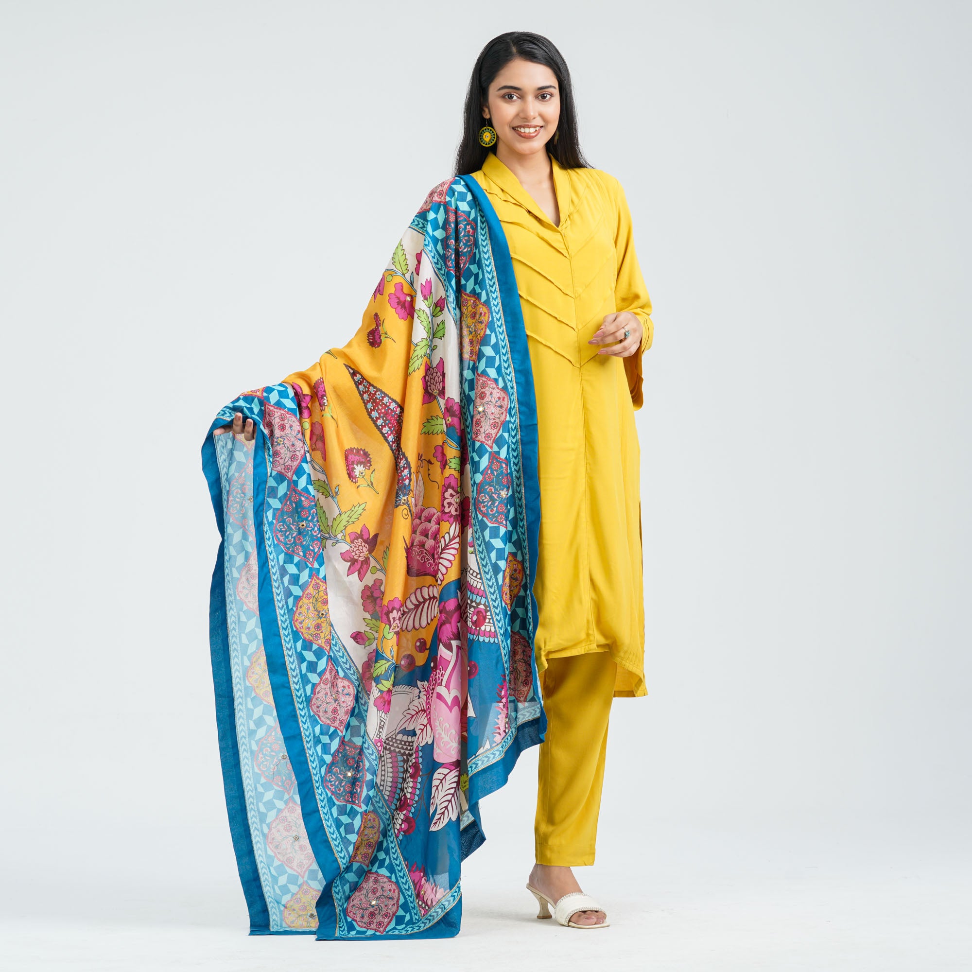 Women’s Mustard Viscose Three Piece Set - 3