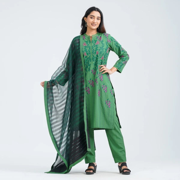 Women’s Green Cotton Three Piece Set