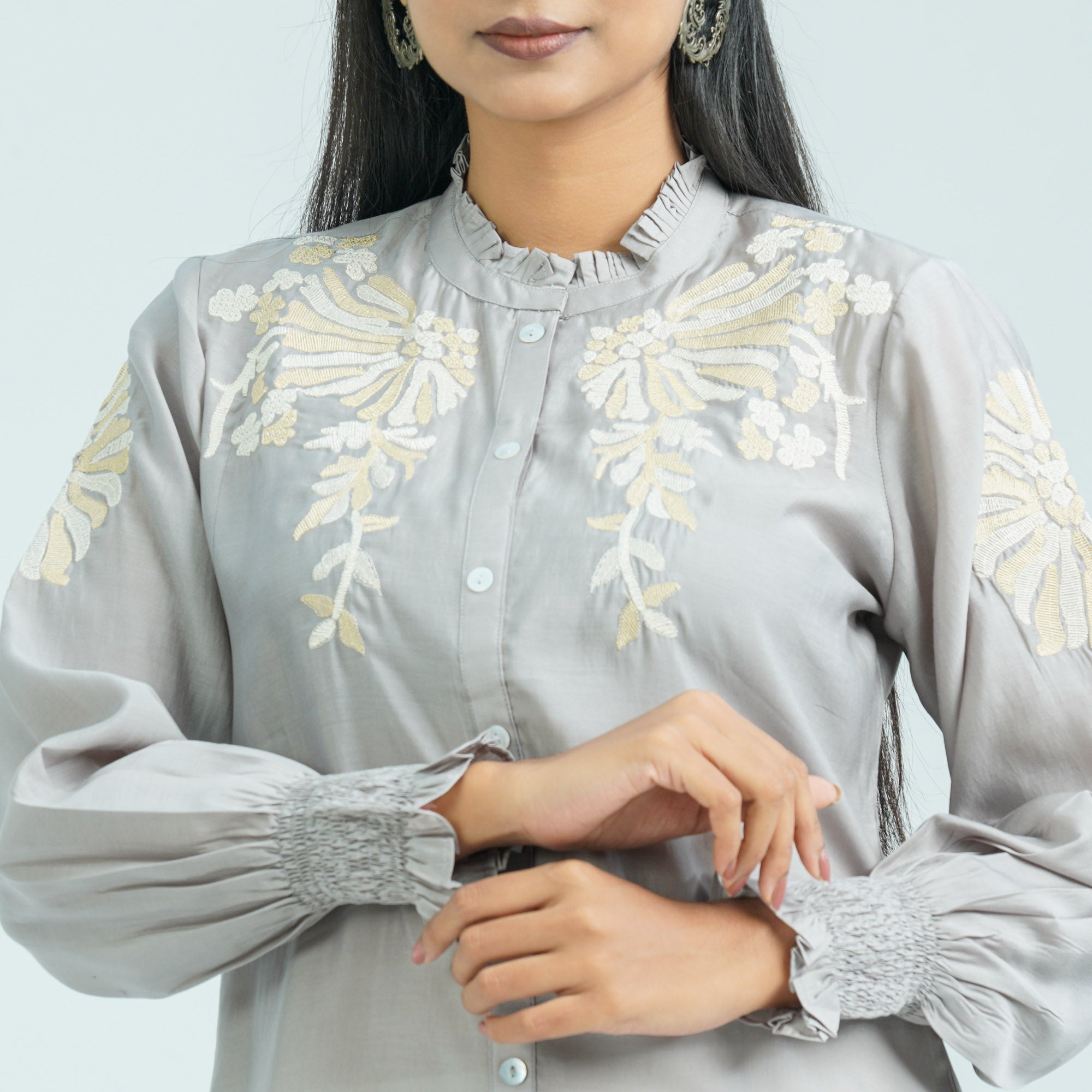 Women’s Ash Embroidered Two Piece Set - 2