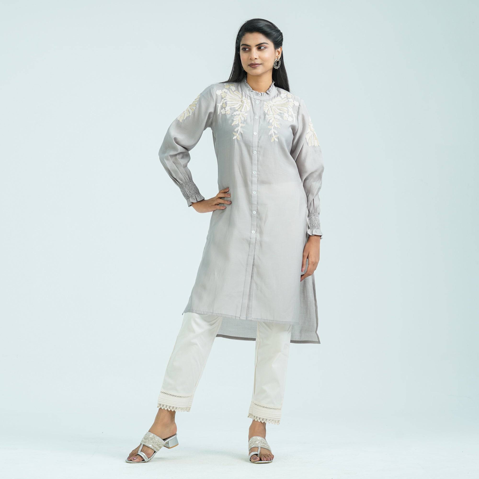 Women’s Ash Embroidered Two Piece Set - 3