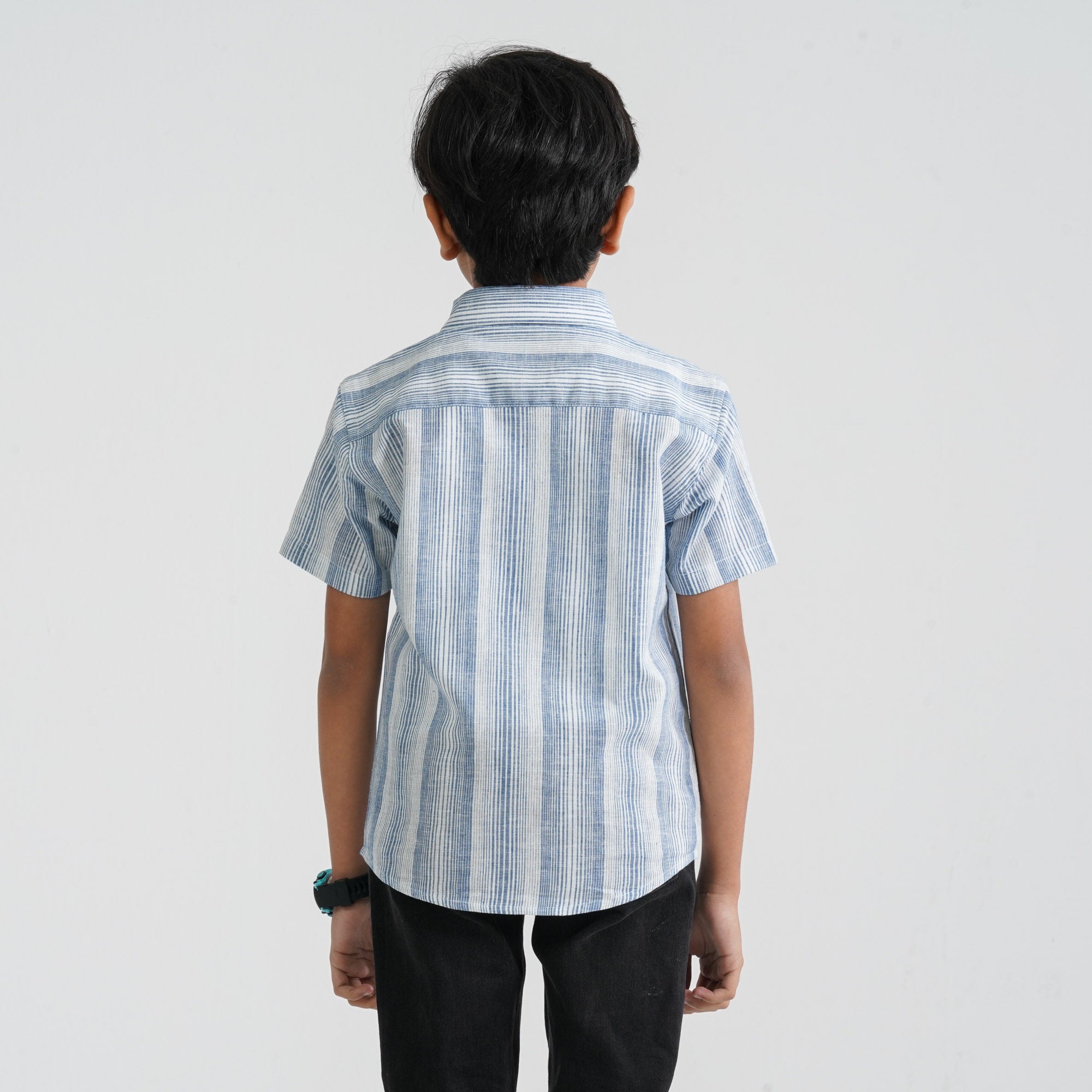 Baby Boy's White & Blue Cotton Shirt - 3