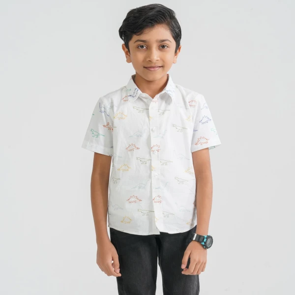Baby Boy's White Cotton Casual Shirt