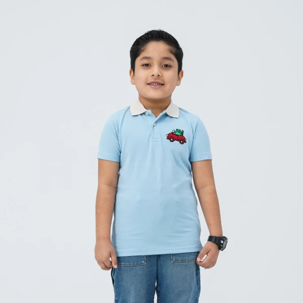 Baby Boy's Sky Blue Cotton Polo