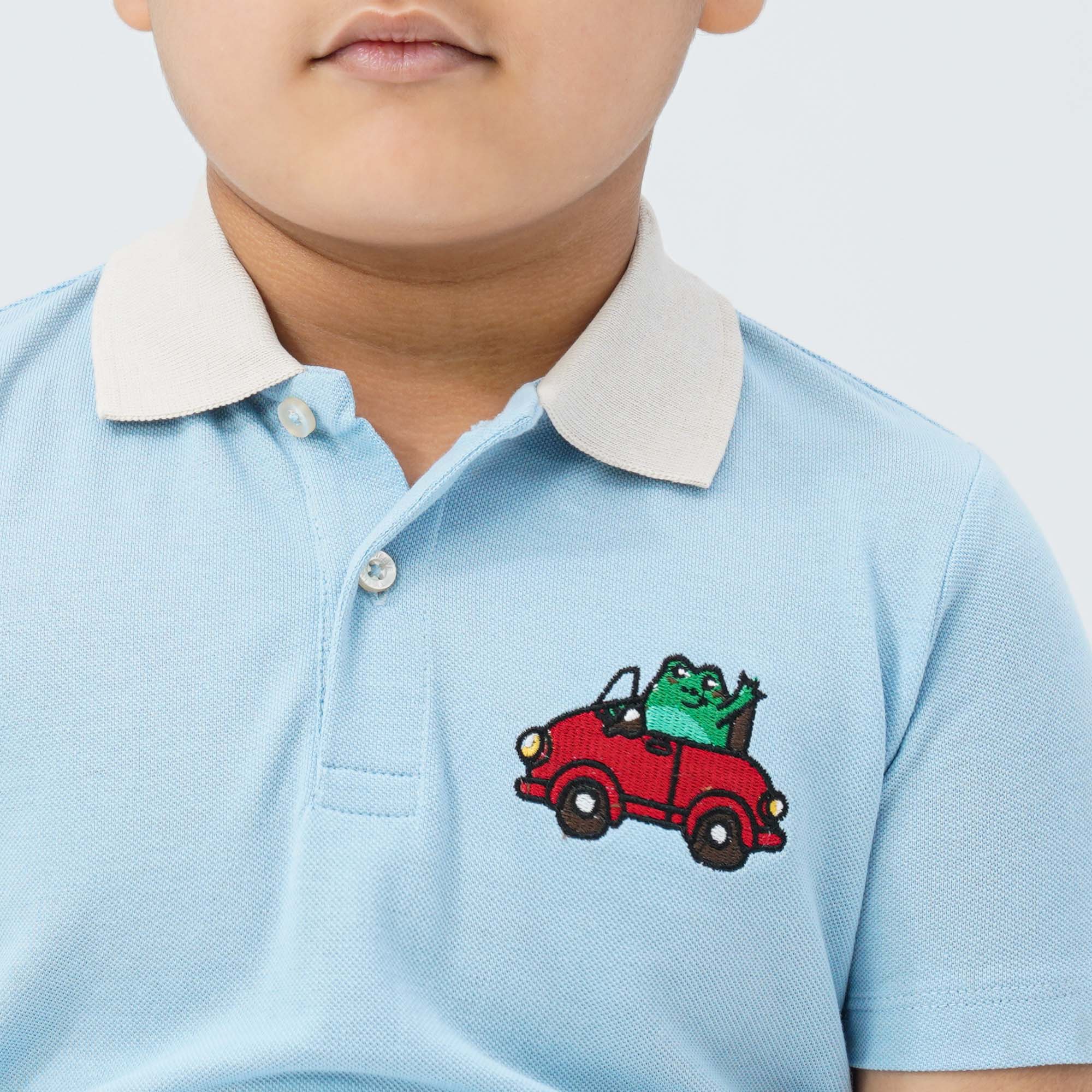 Baby Boy's Sky Blue Cotton Polo - 2
