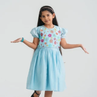 Girls Sky Shine Cotton Frock