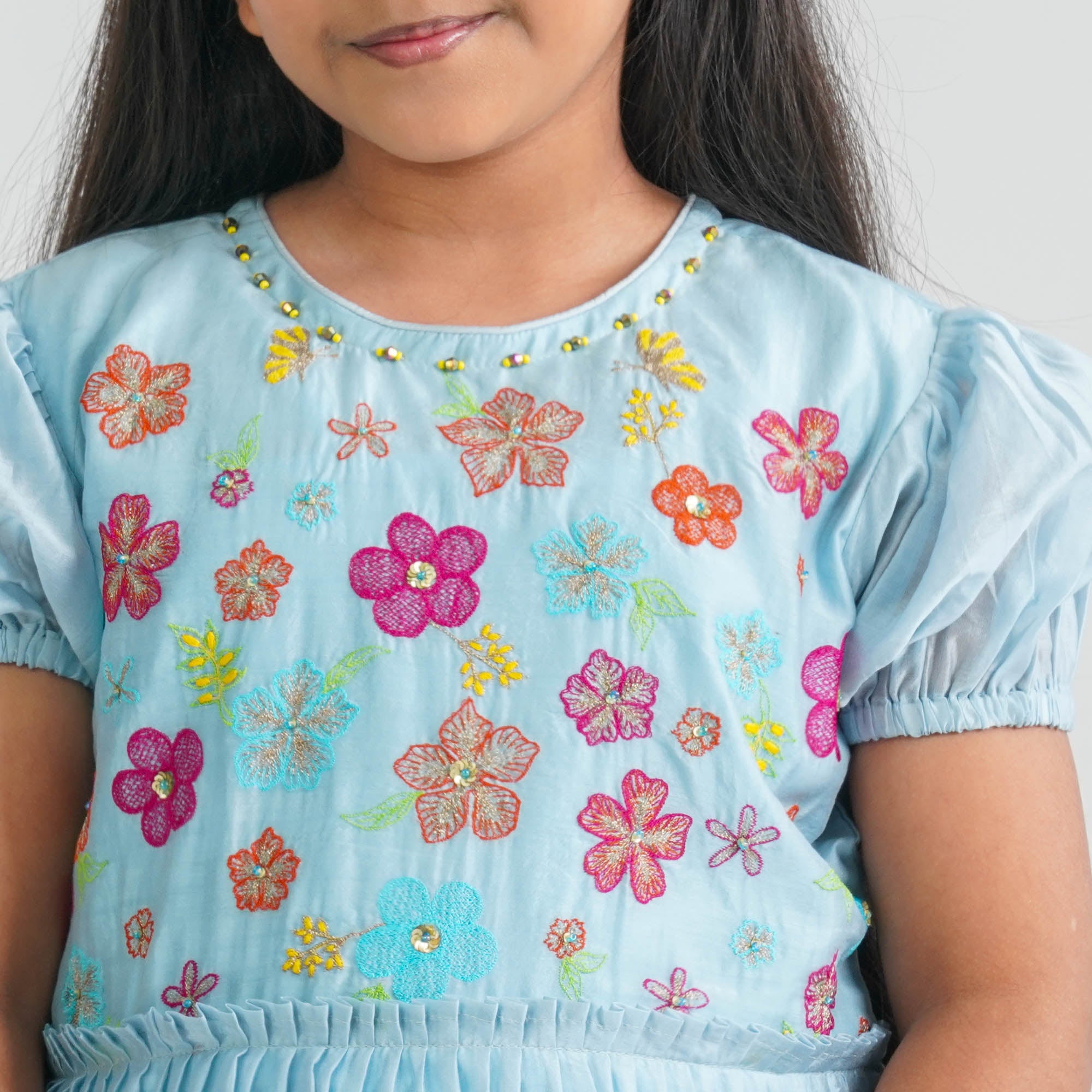 Girls Sky Shine Cotton Frock - 2