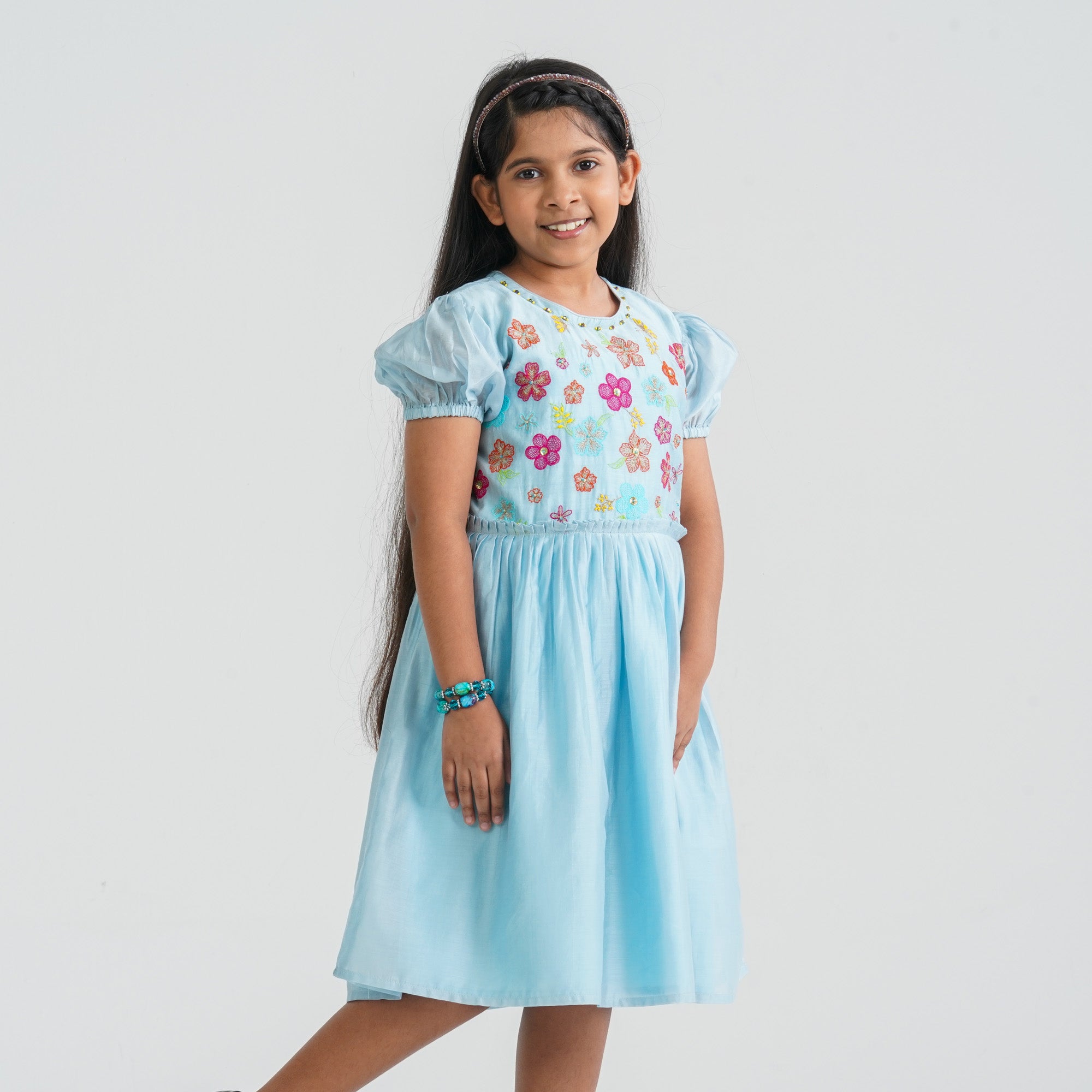 Girls Sky Shine Cotton Frock - 3