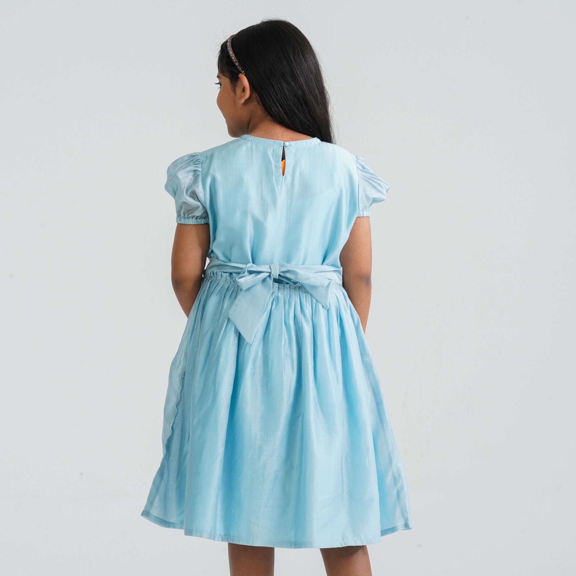 Girls Sky Shine Cotton Frock - 4