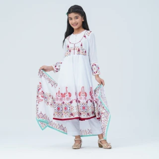 Girl's Floral Georgette Three Piece Set
