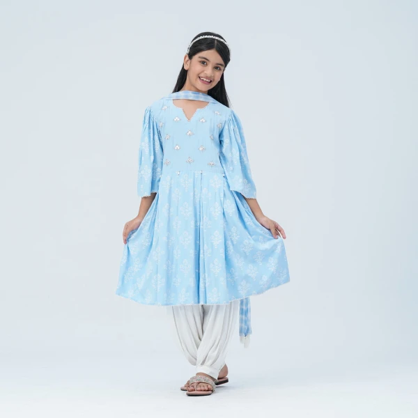 Girl's Floral Viscose Three Piece Set