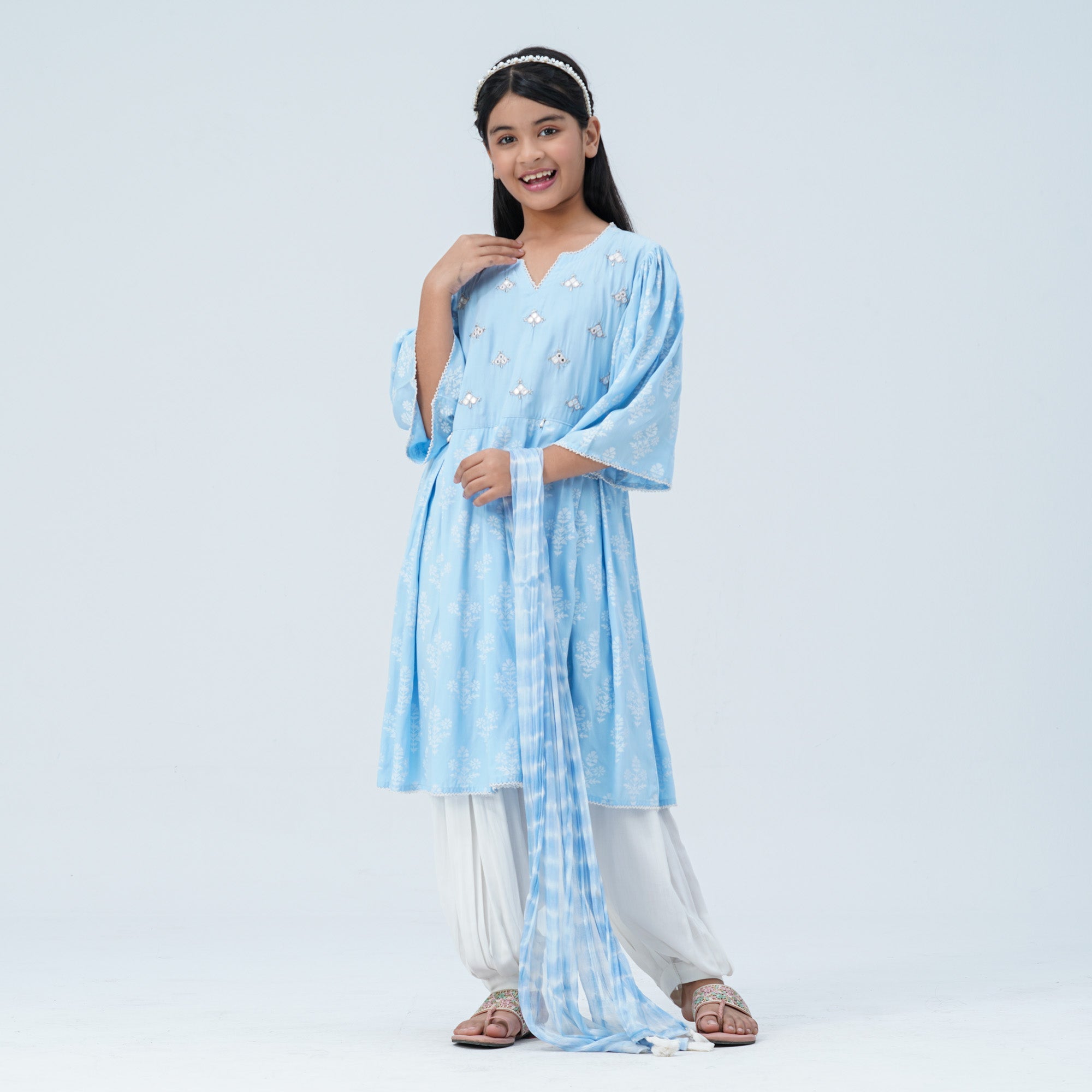 Girl's Floral Viscose Three Piece Set - 3