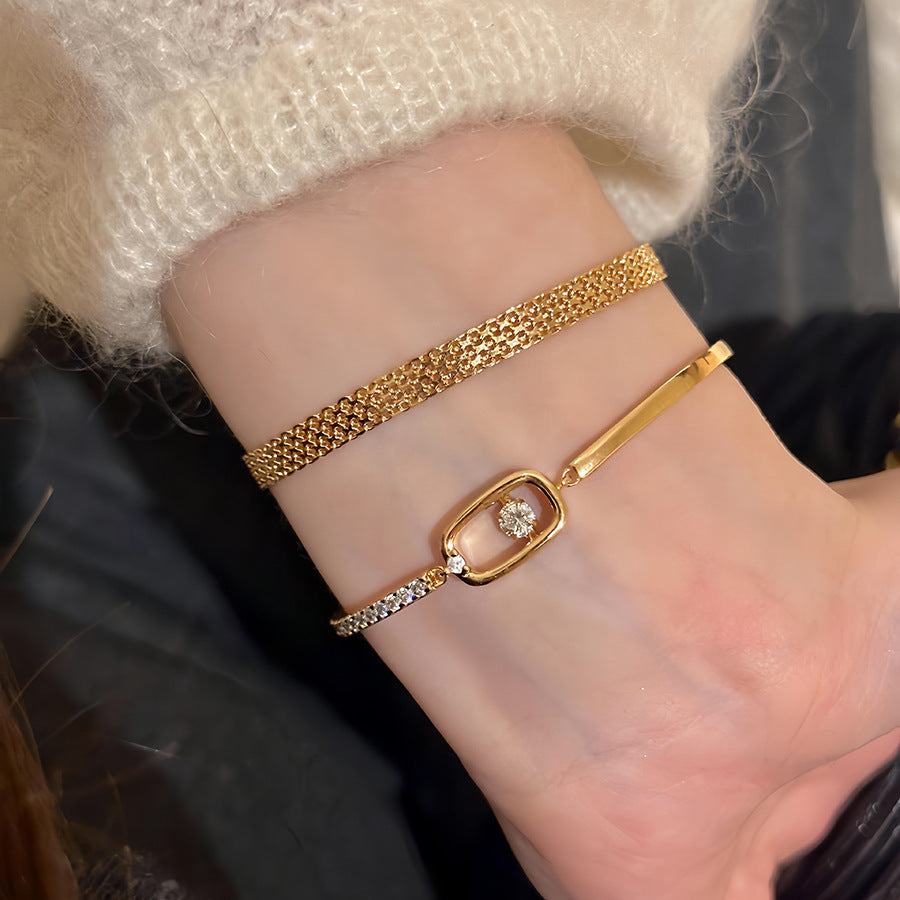 Retro 18K Gold Plated Copper Chain Bracelet For Women Elegant - 2