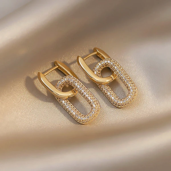 Minimalist Geometric Gold Plated Circular Metal Stud Earrings